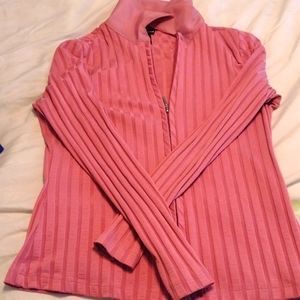 Rose pink zip front long sleeve